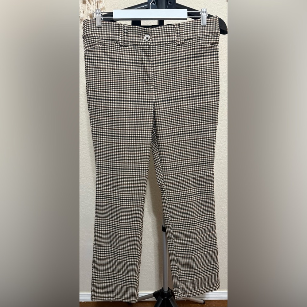 Maurices Tan and Brown Checkered Flare Pants